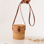 Handwoven Basket with Leather Handle | High & Bury