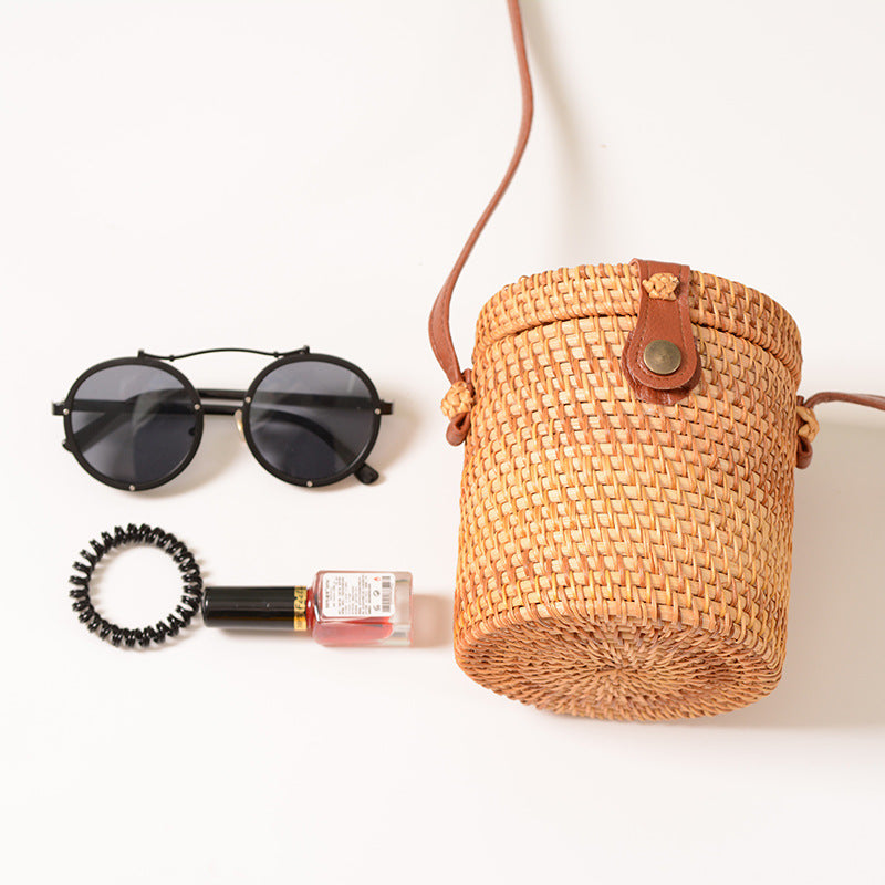 Handwoven Basket with Leather Handle | High & Bury