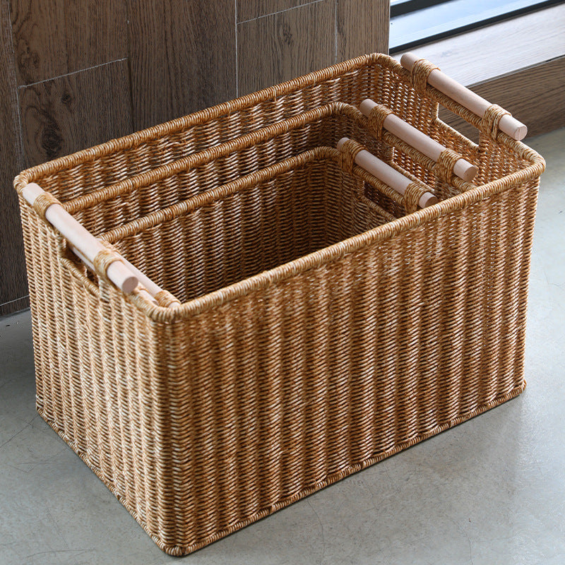Handwoven Decorative Basket Light Brown | High & Bury