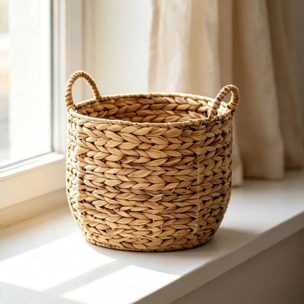 Handwoven Decorative Basket with Heart Motif | High & Bury