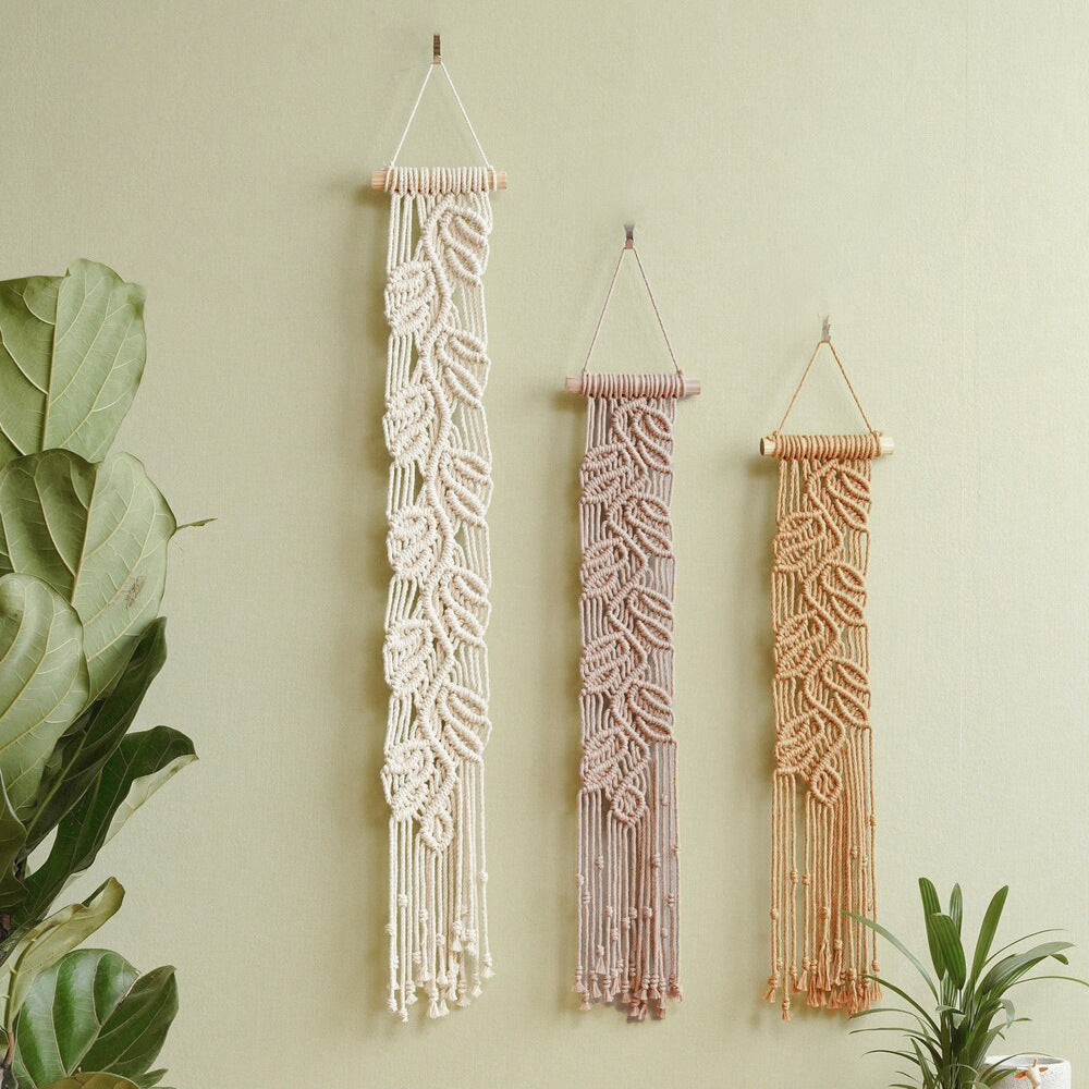 Handwoven Macrame Wall Decoration with Leaf Design | High & Bury