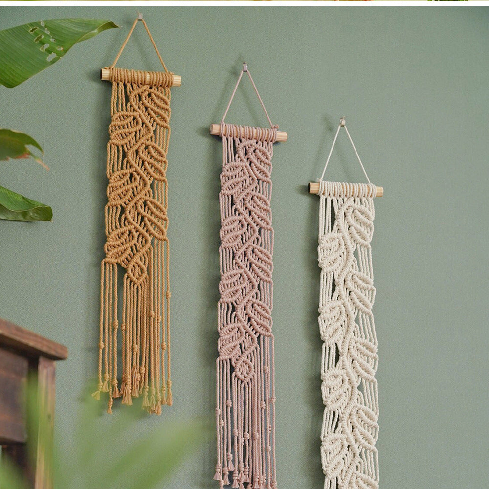Handwoven Macrame Wall Decoration with Leaf Design | High & Bury