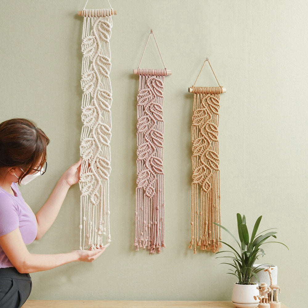 Handwoven Macrame Wall Decoration with Leaf Design | High & Bury