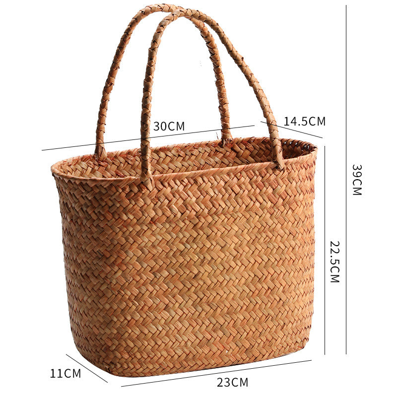 Handwoven Natural Fiber Beach Bag | High & Bury