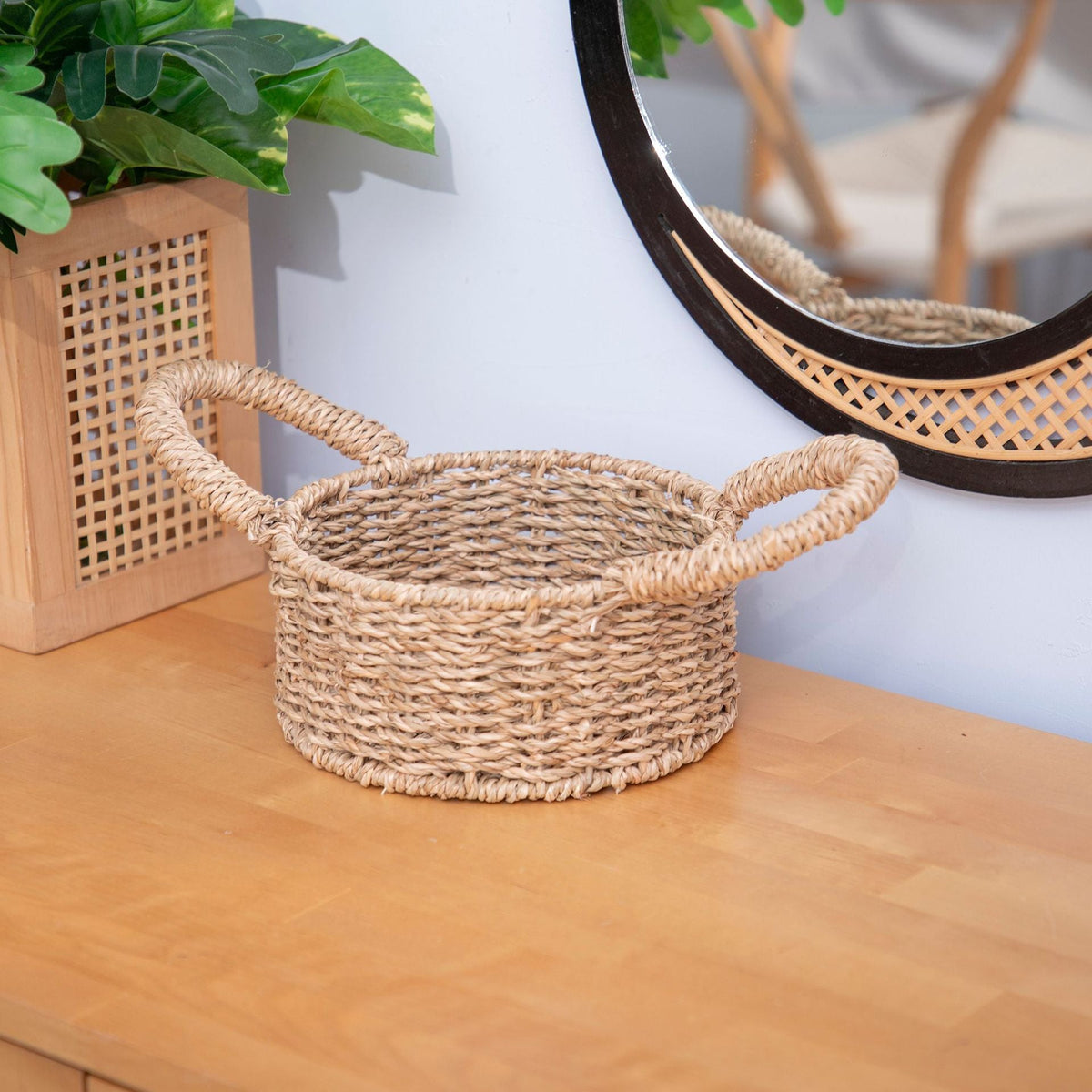 Handwoven Round Storage Basket | High & Bury