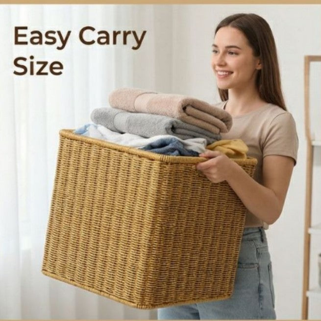 Handwoven Storage Basket Purple Beige | High & Bury