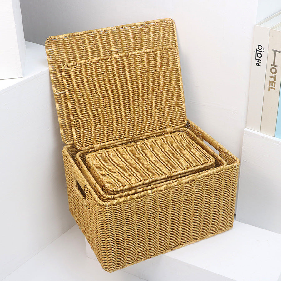 Handwoven Storage Basket Purple Beige | High & Bury
