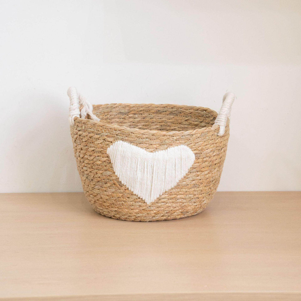 Handwoven Storage Basket with Heart Design | High & Bury