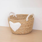 Handwoven Storage Basket with Heart Design | High & Bury