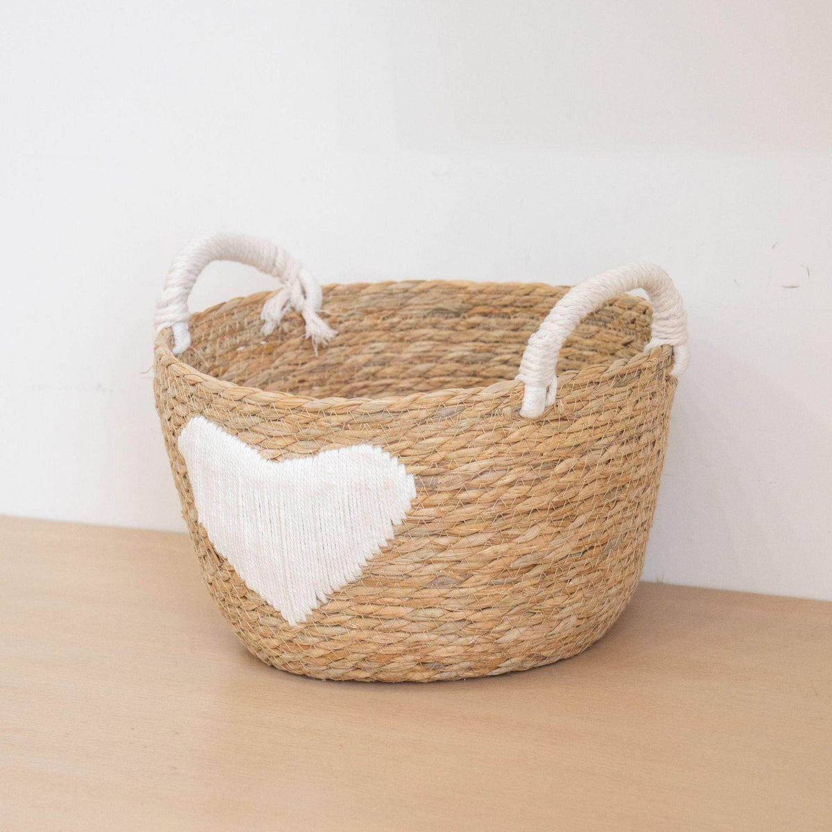 Handwoven Storage Basket with Heart Design | High & Bury