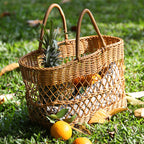 Handwoven Storage Basket with Sturdy Handles Brown | High & Bury