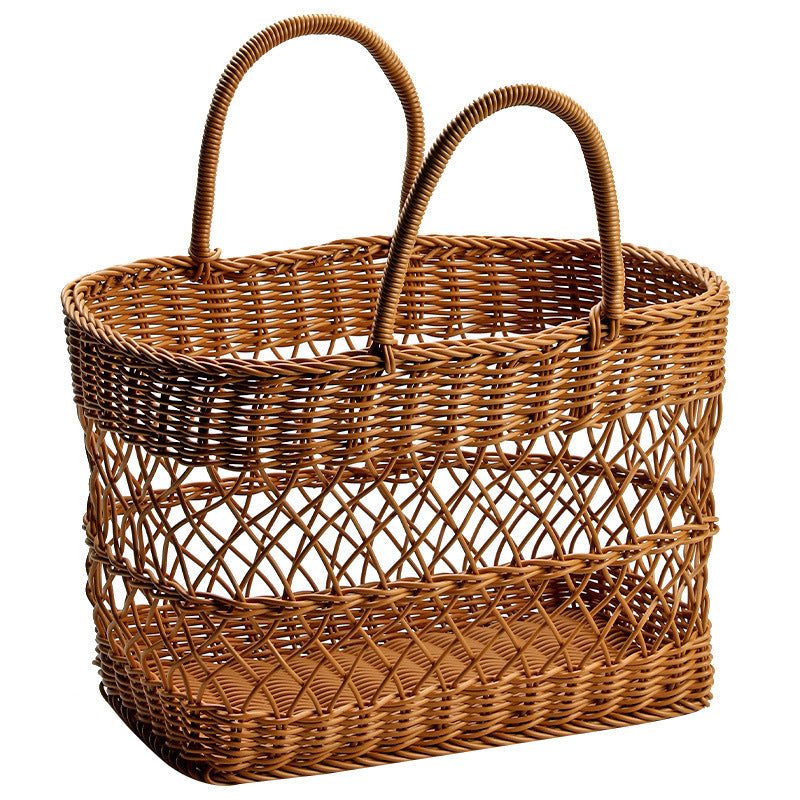 Handwoven Storage Basket with Sturdy Handles Brown | High & Bury