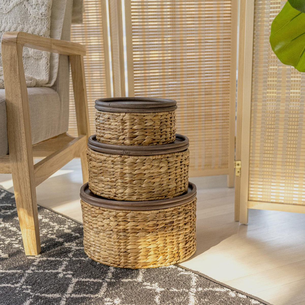 Handwoven Storage Basket with Two Handles | High & Bury