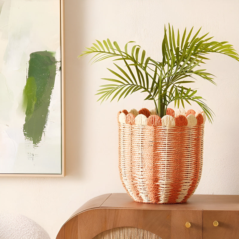 Handwoven Storage Basket with Wave Edge | High & Bury