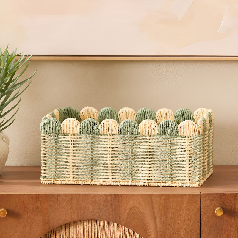 Handwoven Storage Basket with Wave Edge | High & Bury
