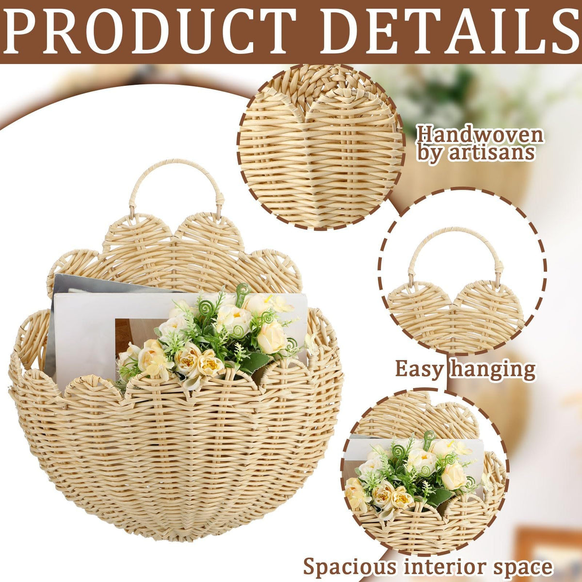 Handwoven Wall Basket with Wave Pattern | High & Bury