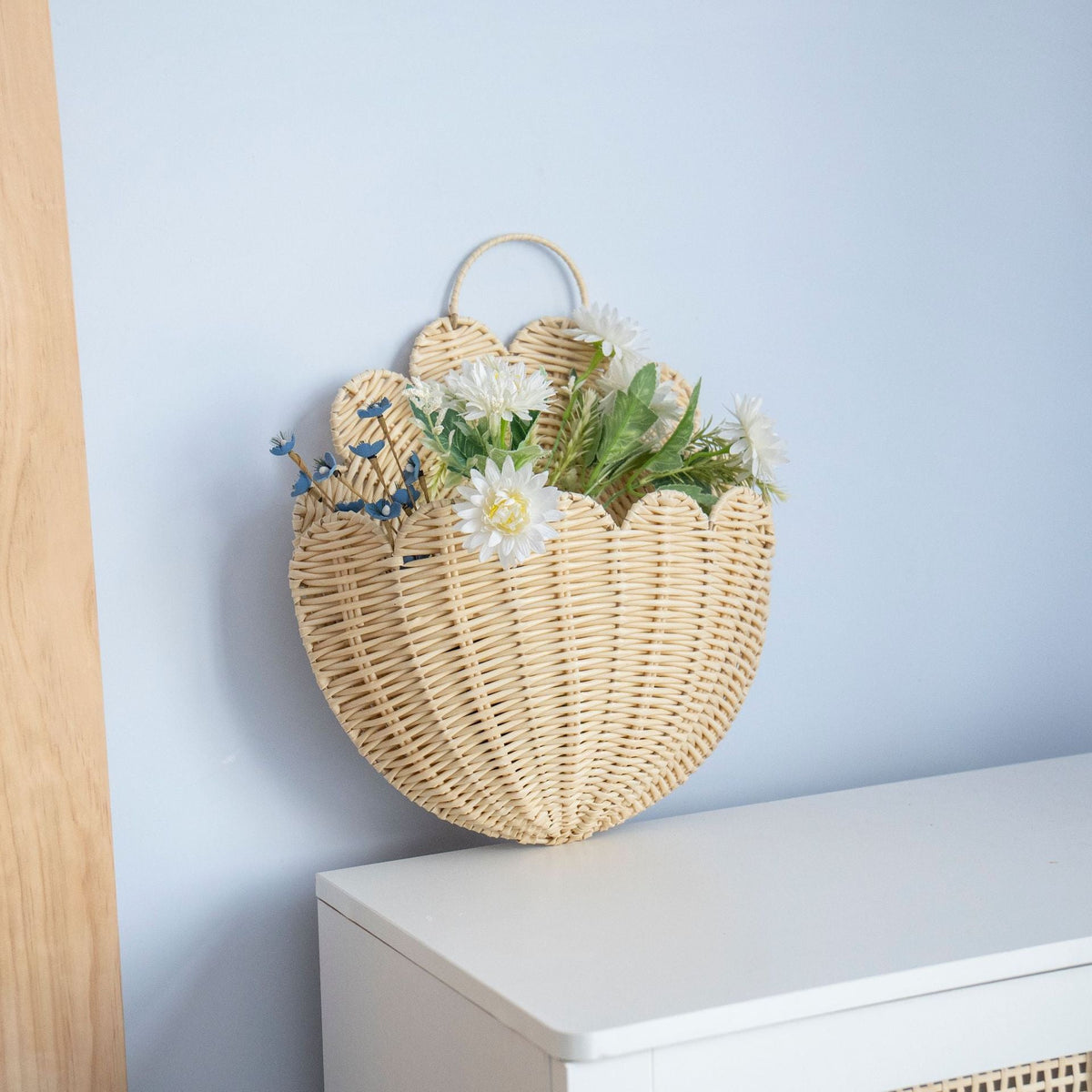 Handwoven Wall Basket with Wave Pattern | High & Bury