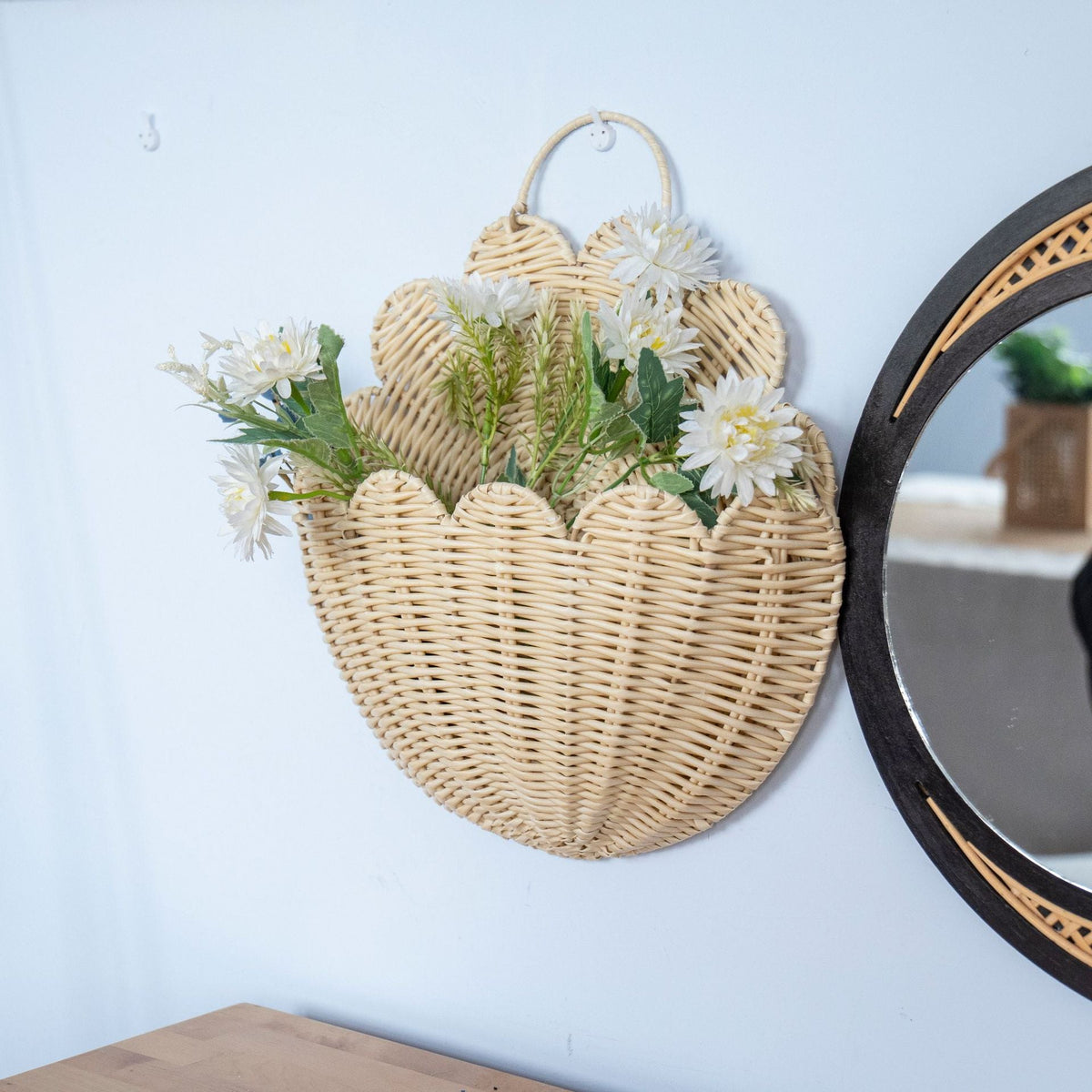 Handwoven Wall Basket with Wave Pattern | High & Bury