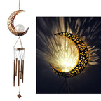 Hanging Flamingo Solar LED Wind Chime with Crackle Glass Globe | High & Bury