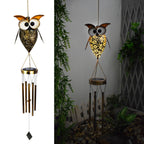 Hanging Flamingo Solar LED Wind Chime with Crackle Glass Globe | High & Bury