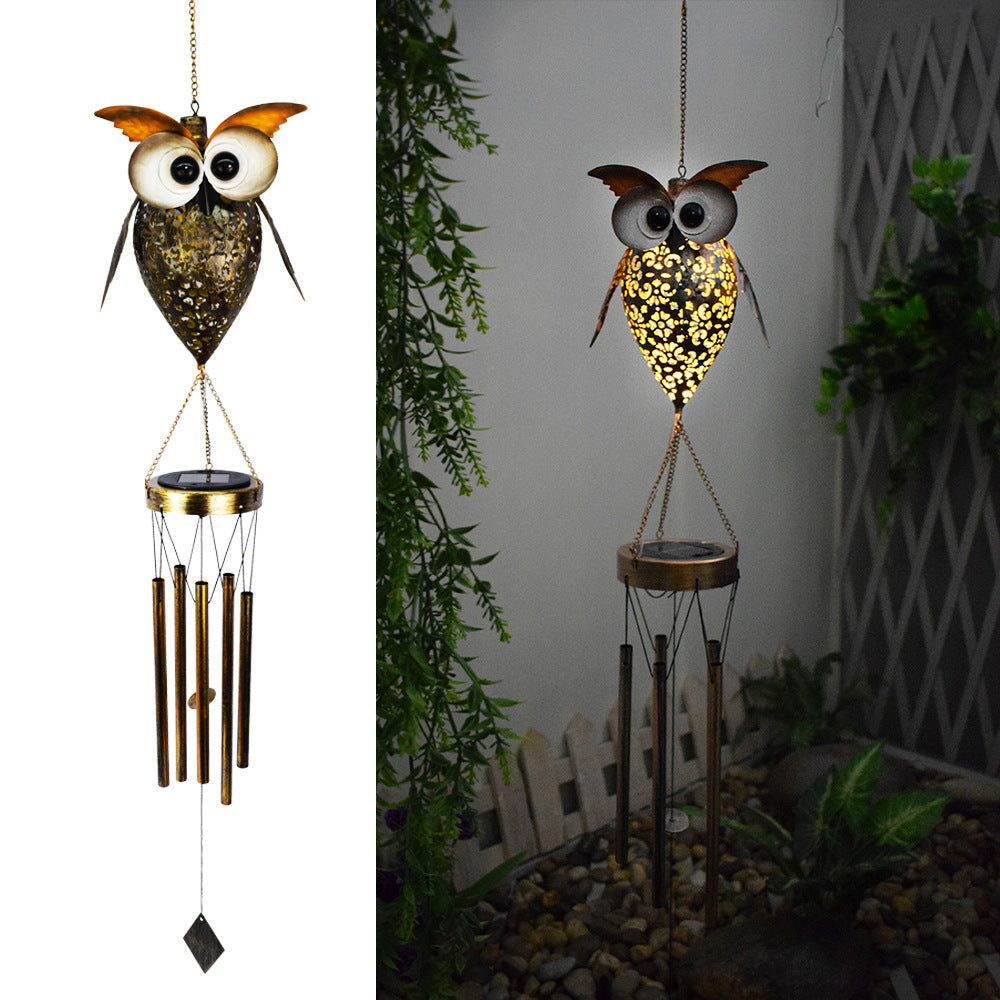 Hanging Flamingo Solar LED Wind Chime with Crackle Glass Globe | High & Bury