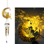 Hanging Flamingo Solar LED Wind Chime with Crackle Glass Globe | High & Bury
