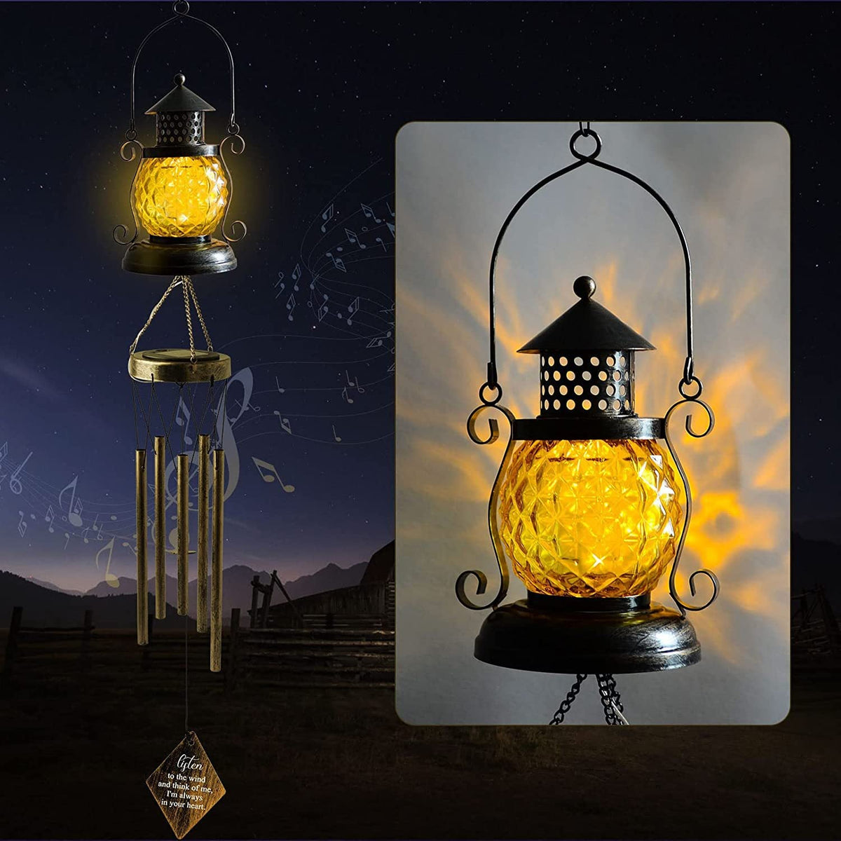 Hanging Flamingo Solar LED Wind Chime with Crackle Glass Globe | High & Bury