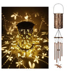 Hanging Flamingo Solar LED Wind Chime with Crackle Glass Globe | High & Bury