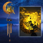 Hanging Flamingo Solar LED Wind Chime with Crackle Glass Globe | High & Bury