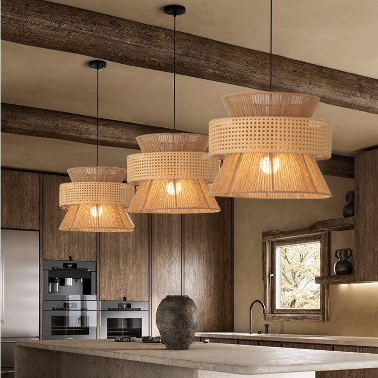Hanging Lamp Woven Natural Fiber Metal | High & Bury