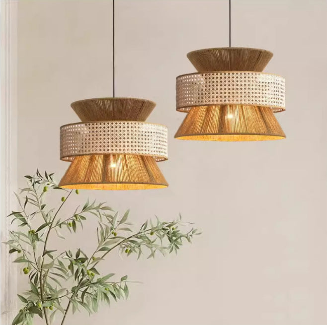 Hanging Lamp Woven Natural Fiber Metal | High & Bury