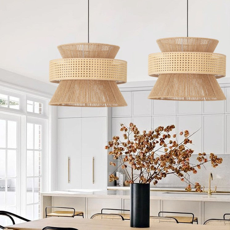 Hanging Lamp Woven Natural Fiber Metal | High & Bury