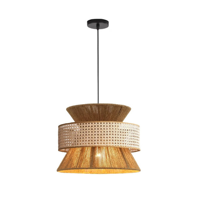 Hanging Lamp Woven Natural Fiber Metal | High & Bury