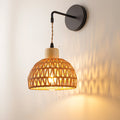 Hanging Light Woven Natural Fiber Wood | High & Bury