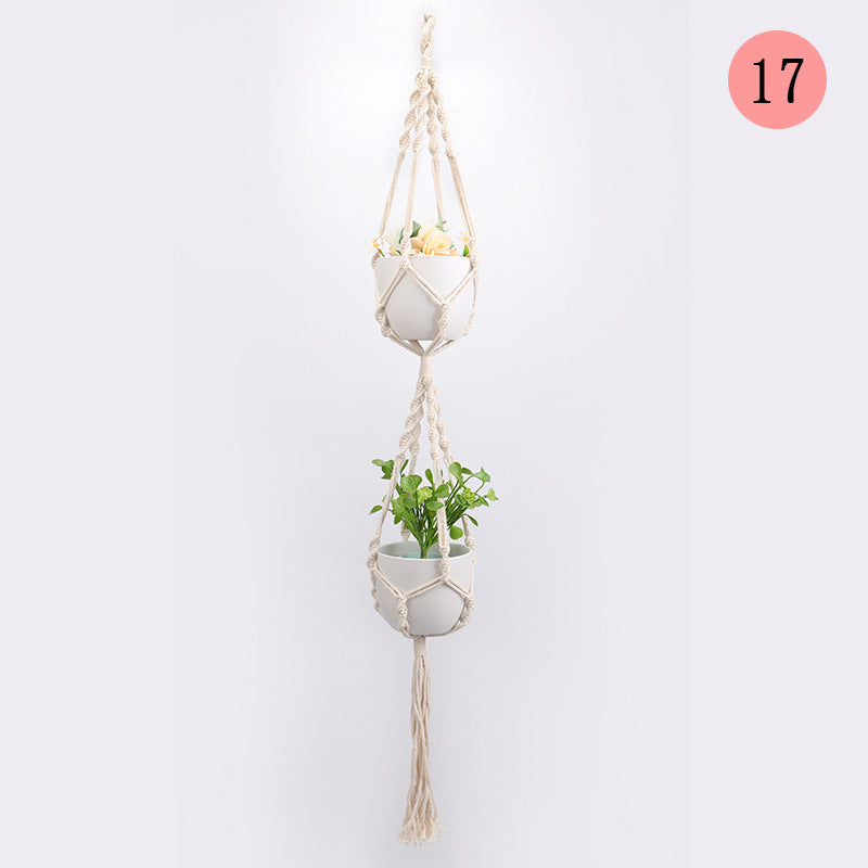 Hanging Macrame Plant Holder Dark Blue Cotton Rope | High & Bury