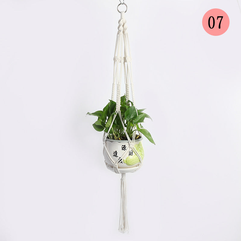Hanging Macrame Plant Holder Dark Blue Cotton Rope | High & Bury