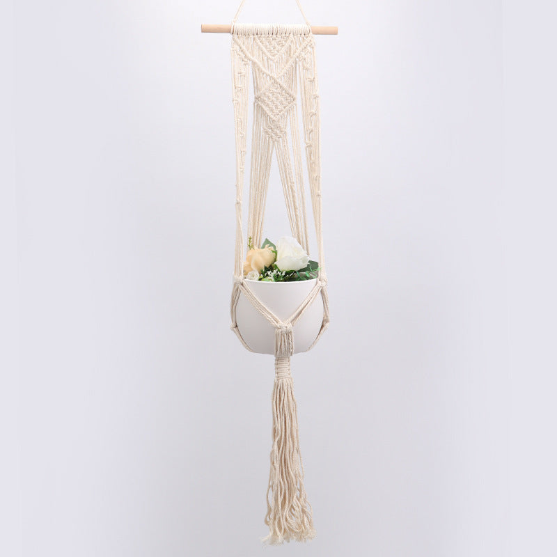 Hanging Macrame Plant Holder Dark Blue Cotton Rope | High & Bury