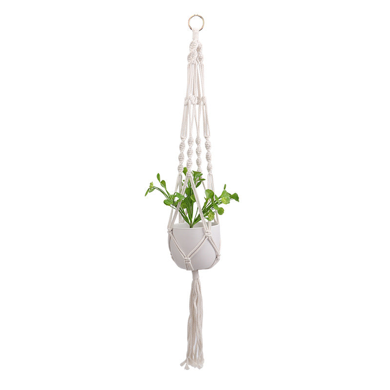 Hanging Macrame Plant Holder Dark Blue Cotton Rope | High & Bury