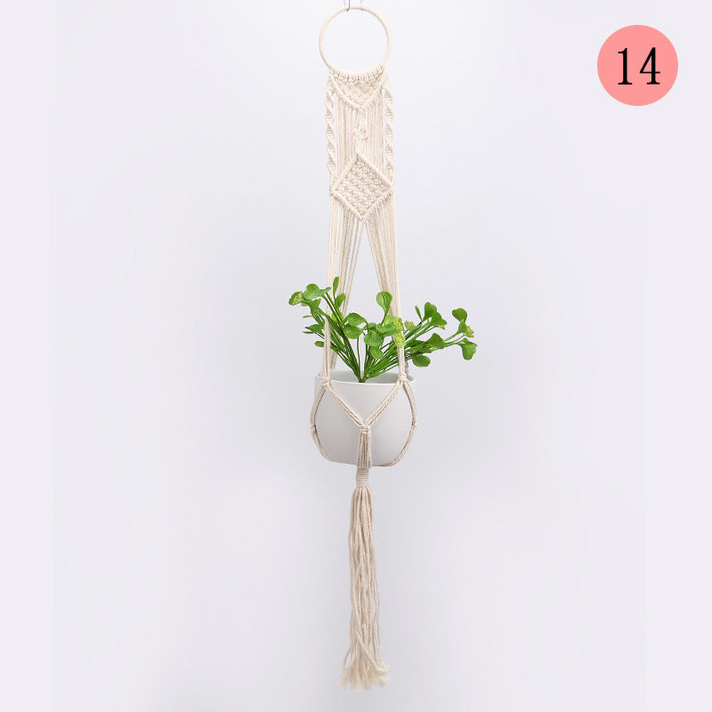 Hanging Macrame Plant Holder Dark Blue Cotton Rope | High & Bury