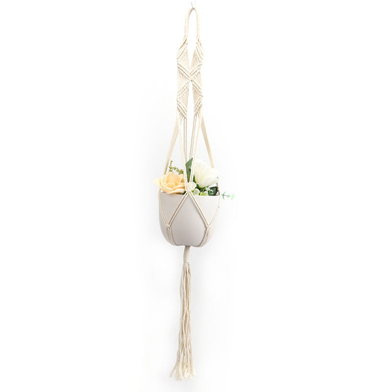 Hanging Macrame Plant Holder Dark Blue Cotton Rope | High & Bury
