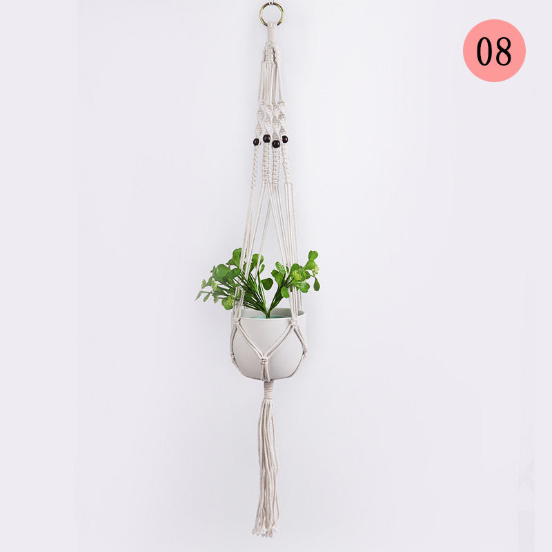 Hanging Macrame Plant Holder Dark Blue Cotton Rope | High & Bury