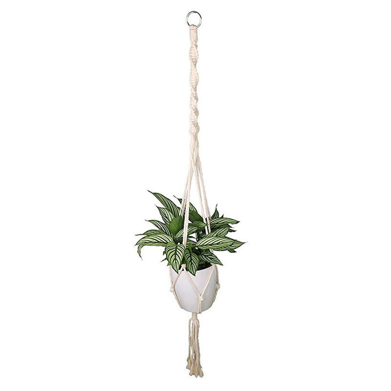 Hanging Macrame Plant Holder Dark Blue Cotton Rope | High & Bury