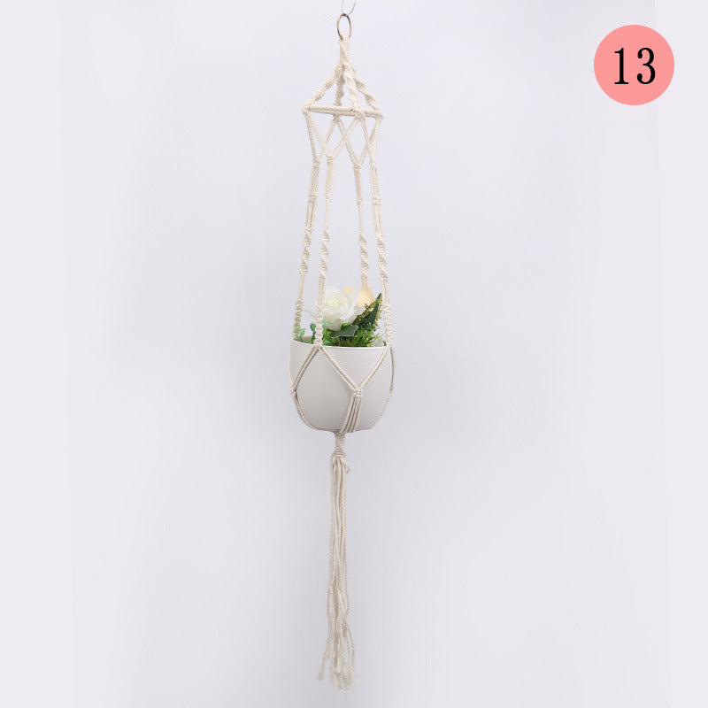Hanging Macrame Plant Holder Dark Blue Cotton Rope | High & Bury