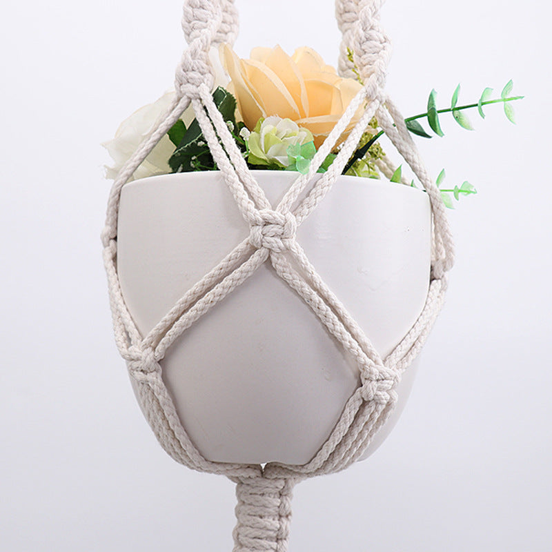 Hanging Macrame Plant Holder Dark Blue Cotton Rope | High & Bury