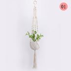 Hanging Macrame Plant Holder Dark Blue Cotton Rope | High & Bury