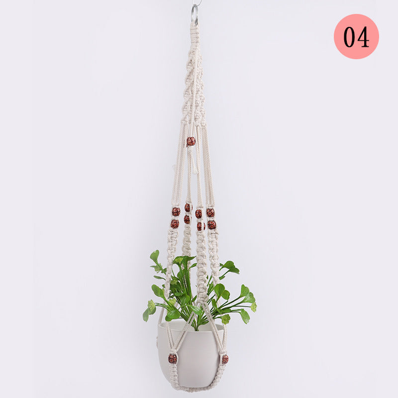 Hanging Macrame Plant Holder Dark Blue Cotton Rope | High & Bury