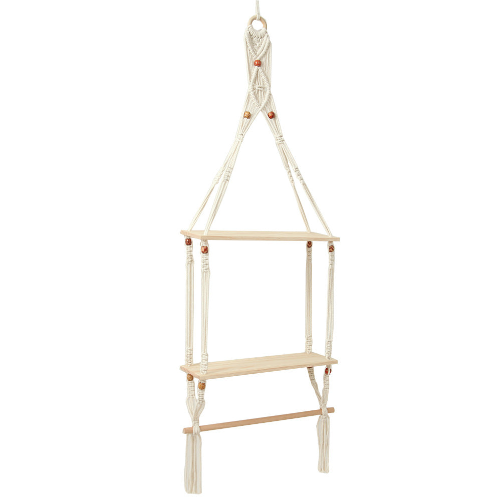 Hanging Macrame Shelf Organizer 16 × 47 Inch | High & Bury