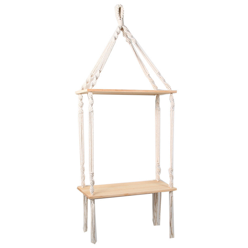 Hanging Macrame Shelf Organizer Off White | High & Bury