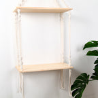 Hanging Macrame Shelf Organizer Off White | High & Bury