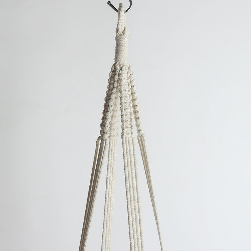 Hanging Plant Holder Cotton Macrame Wood | High & Bury